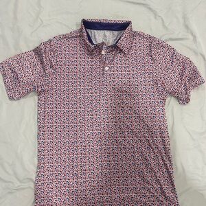 Men's Red and Blue Patterned performance Polo Shirt